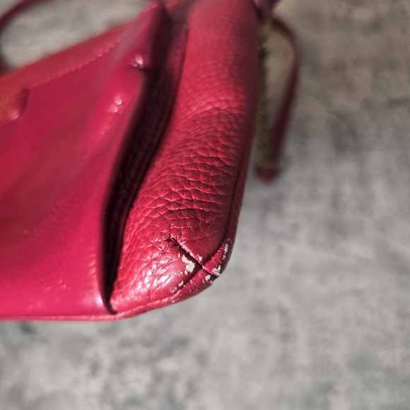 Fossil Red Leather Crossbody Bag With Front Pocket Zip Top Read - Picture 5 of 11